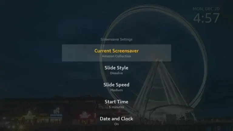 Tap Current Screensaver to change your Firestick screensaver