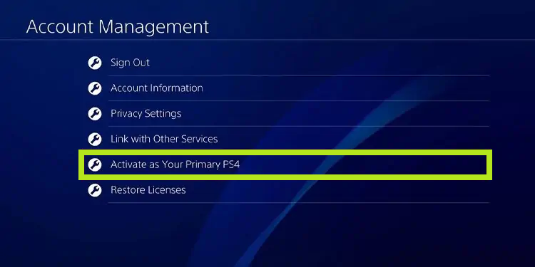 Activate as your Primary PS4