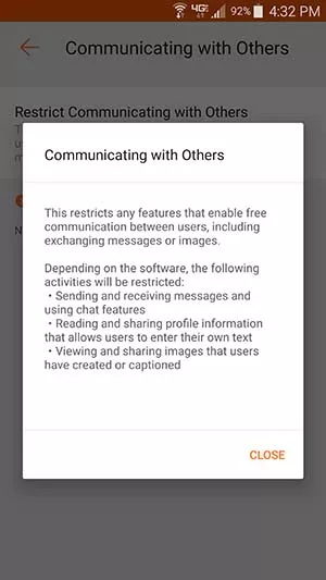 Restrictions for communicating with others