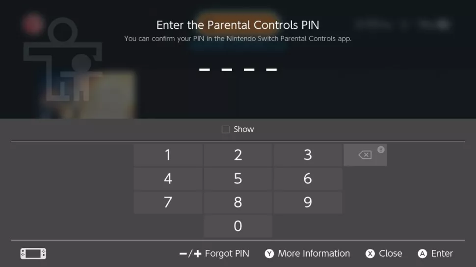 Parental Control Pin.