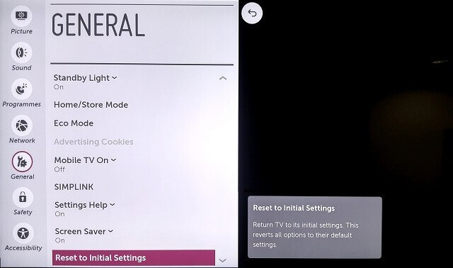 factory reset the lg tv 