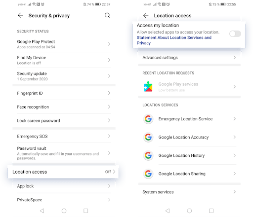 Enable Location Services on Android