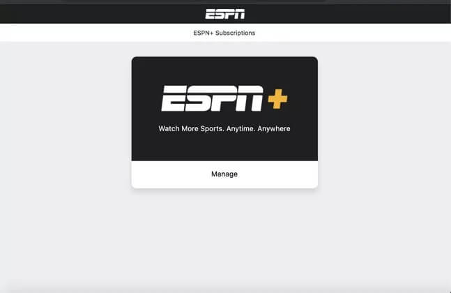 Tap Manage - ESPN Plus Free Trial