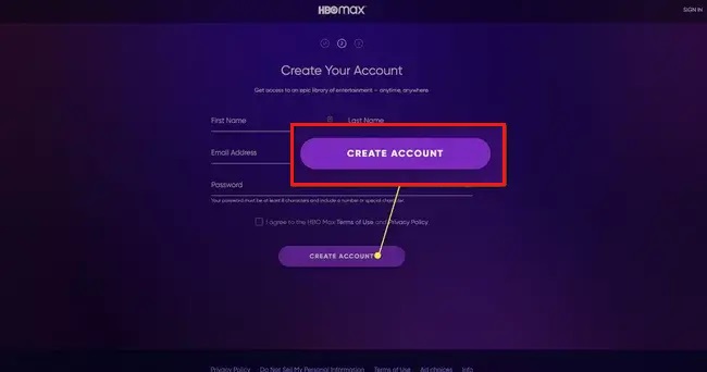 Enter details and tap Create Account