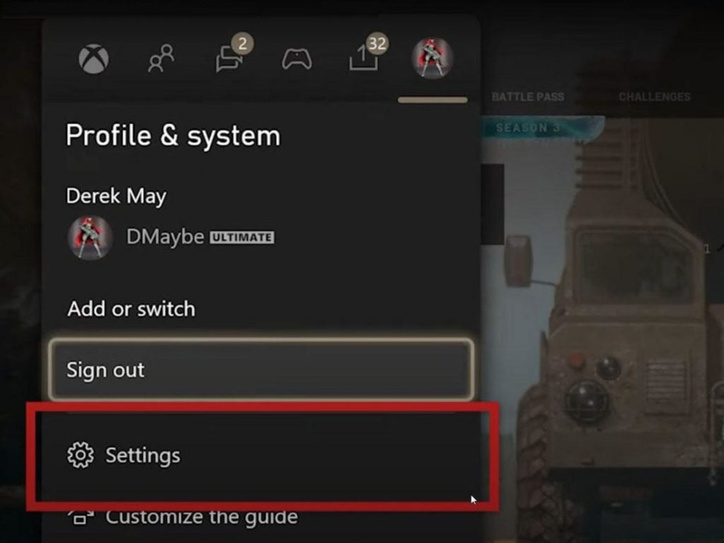 How To Connect AirPods To Xbox One - selecting settings