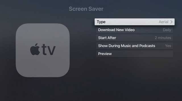 How to Change Apple TV Screensaver- Select Type 