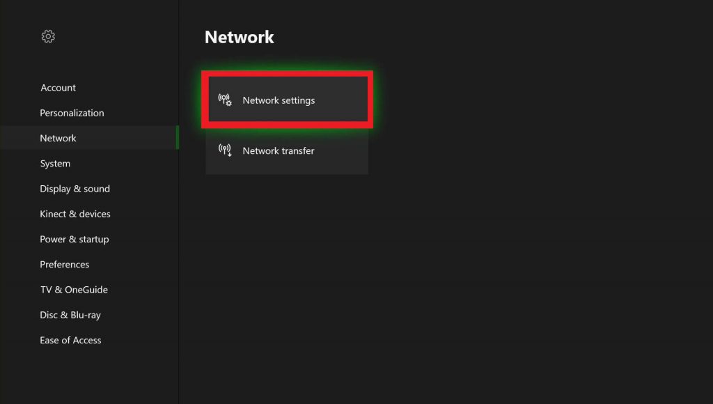 Select the Network tab >> Network Settings