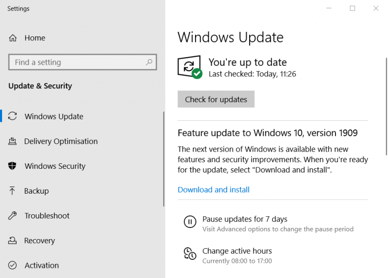 Update Windows 10 to fix Netflix Error Code M7353-5101