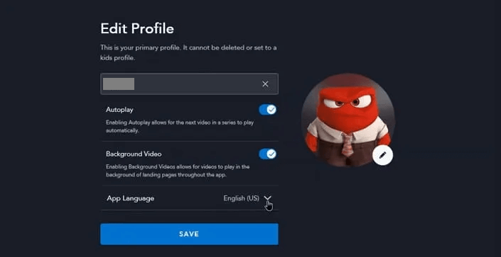 Disney Plus Language Glitch- Edit Profile option