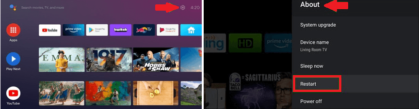 Restart Android TV to fix Disney Plus Error Code 24