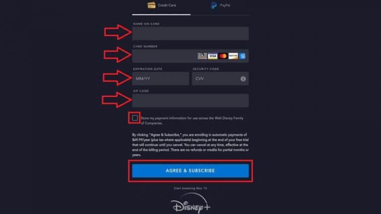Enter your Billing details - Disney Plus Free Trial