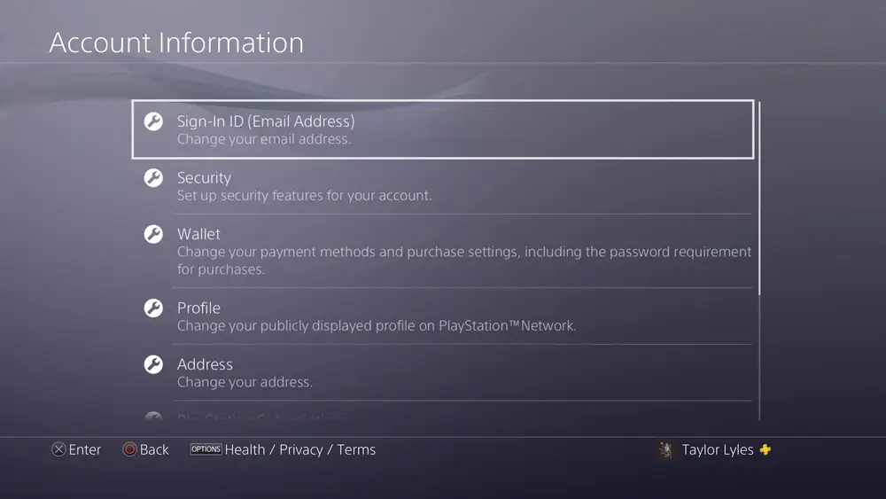Sign in mail to change age on PS4