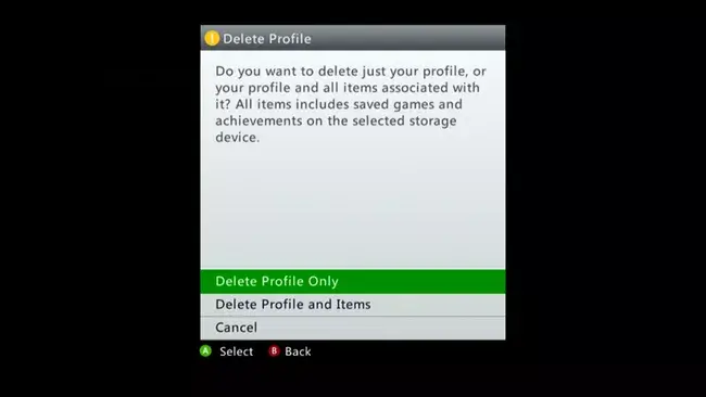 Select Delete Profile Only option or Delete Profile and Items option
