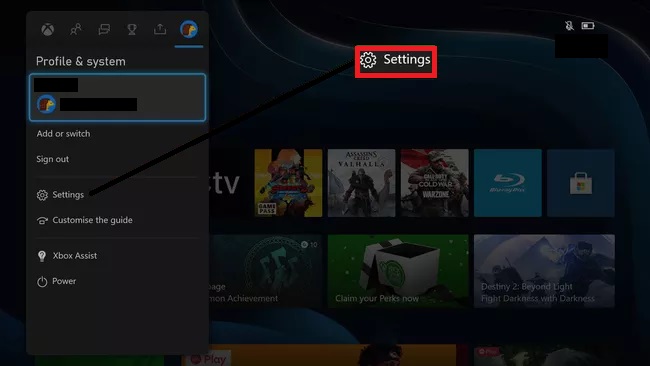 Tap Settings on the left side panel