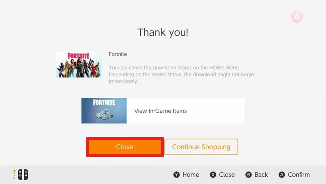 Tap Close to exit from the eShop of Nintendo Switch