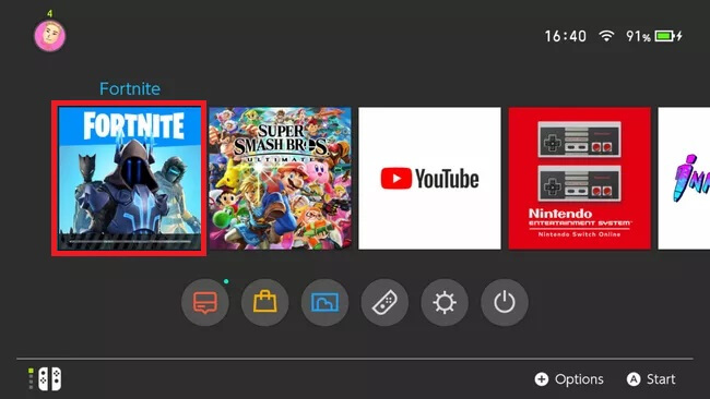 Fortnite game will appear on Nintendo home screen.