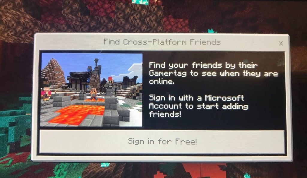 Tap Sign in for Free! option to sign into Microsoft account on Nintendo switch.
