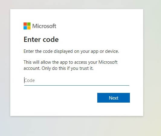 Enter the eight-digit code that appears on your Nintendo Switch to sign into Microsoft account