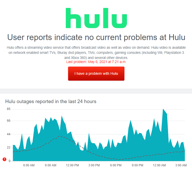 Check the Status of the Hulu Servers to resolve Error Code DRMCDM78