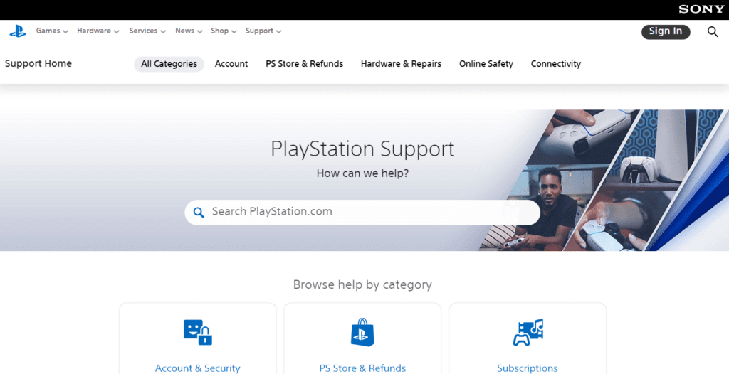 PlayStation support 