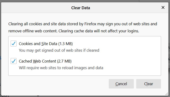 Clear Caches On Mozilla Firefox