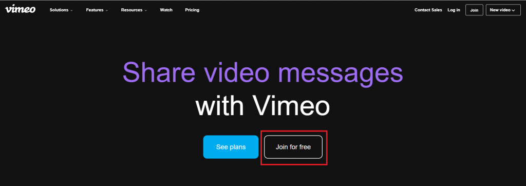 Tap the Join for free option to get Vimeo free trial