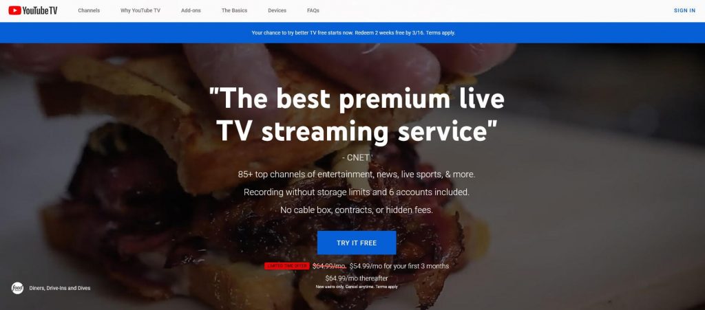 YouTube TV free trial 