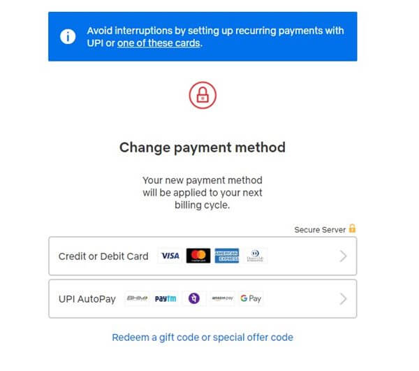 How to change payment method in Netflix 