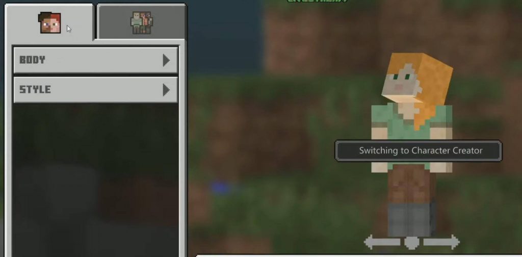 select Body or Style drop-down to Get Custom Skins on Minecraft Xbox One