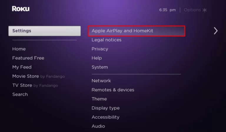 Click Apple AirPlay and HomeKit