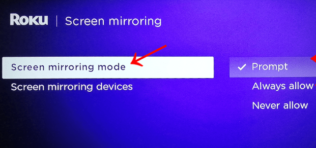 Enable Screen mirroring to watch Sky Go on Roku
