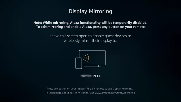 Display Mirroring screen on Firestick 