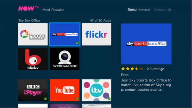 Select the Sky Sports Box Office app from the search results