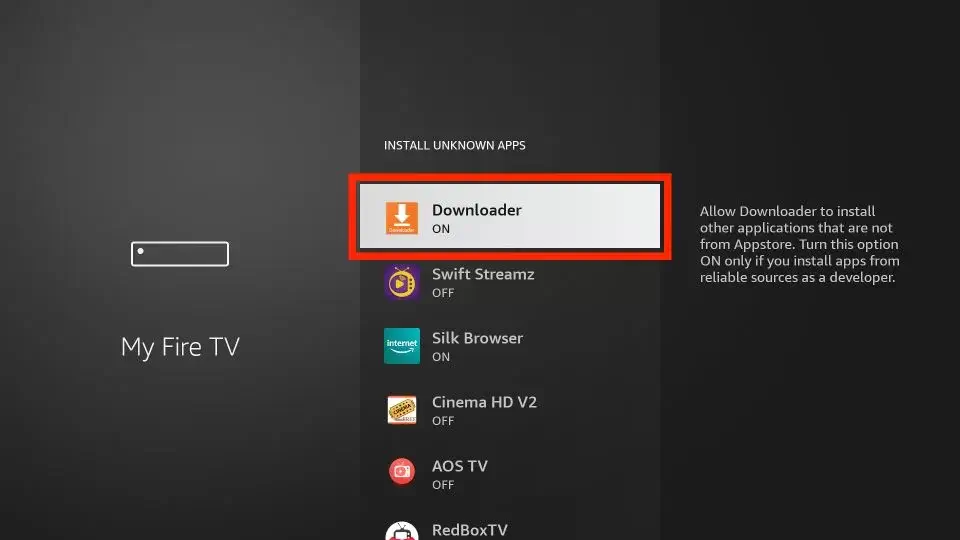 Enable downloader to install TSN app on Firestick 