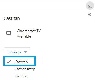 Tap Cast tab 