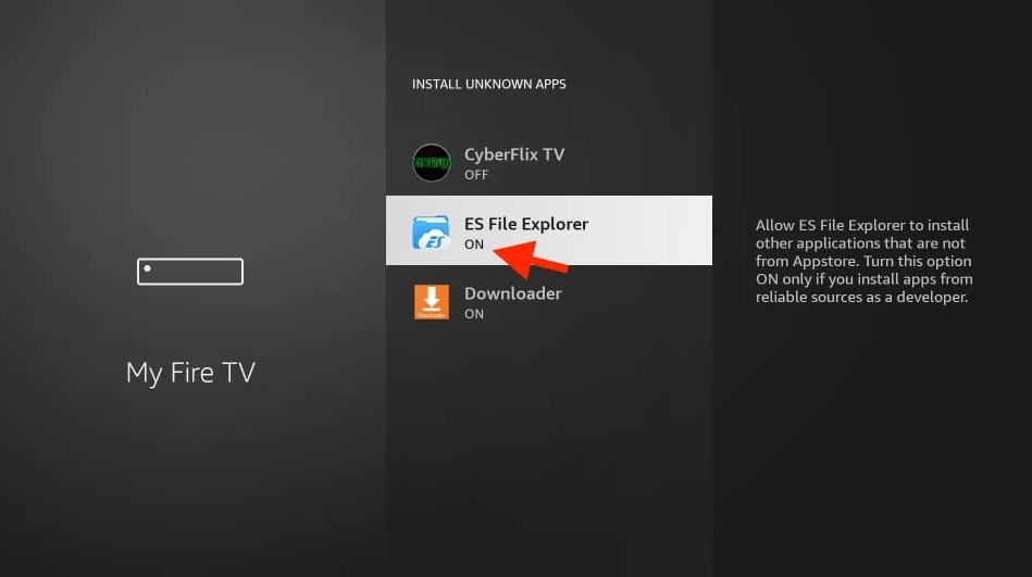Enable ES File Explorer to install WhatsApp on Firestick